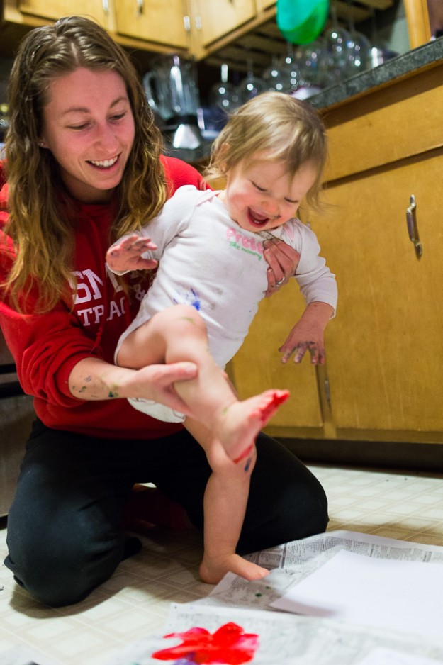 Baby Finger and foot painting with mom