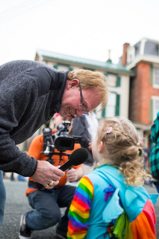 My daughter being interviewed at the parade