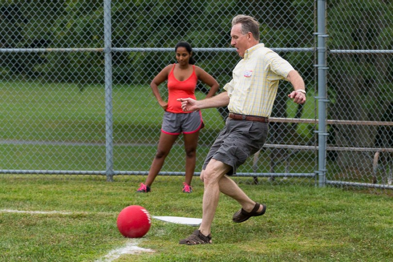 Kickball at Smokey Glen Farm Wedding